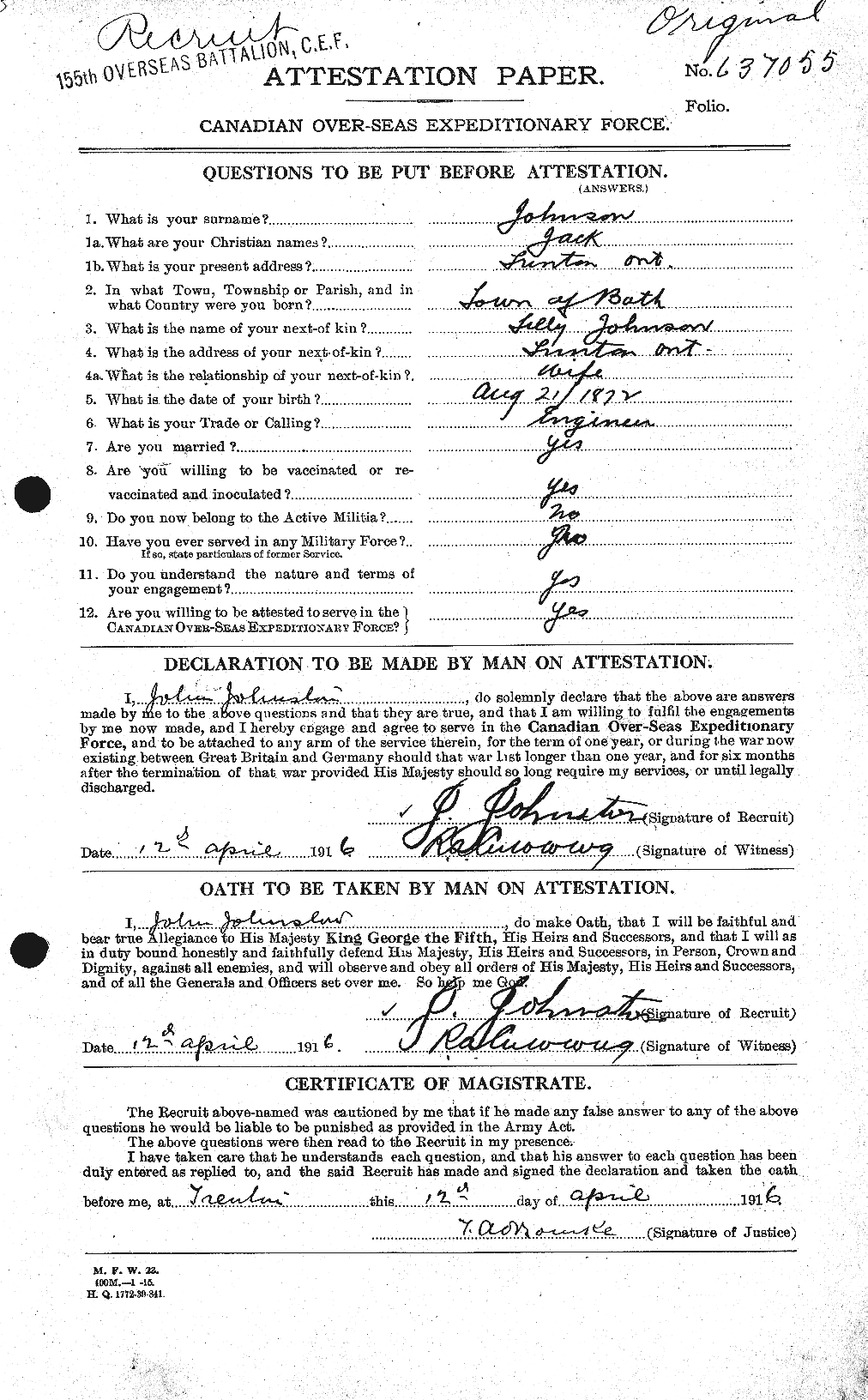 Personnel Records of the First World War - CEF 420585a