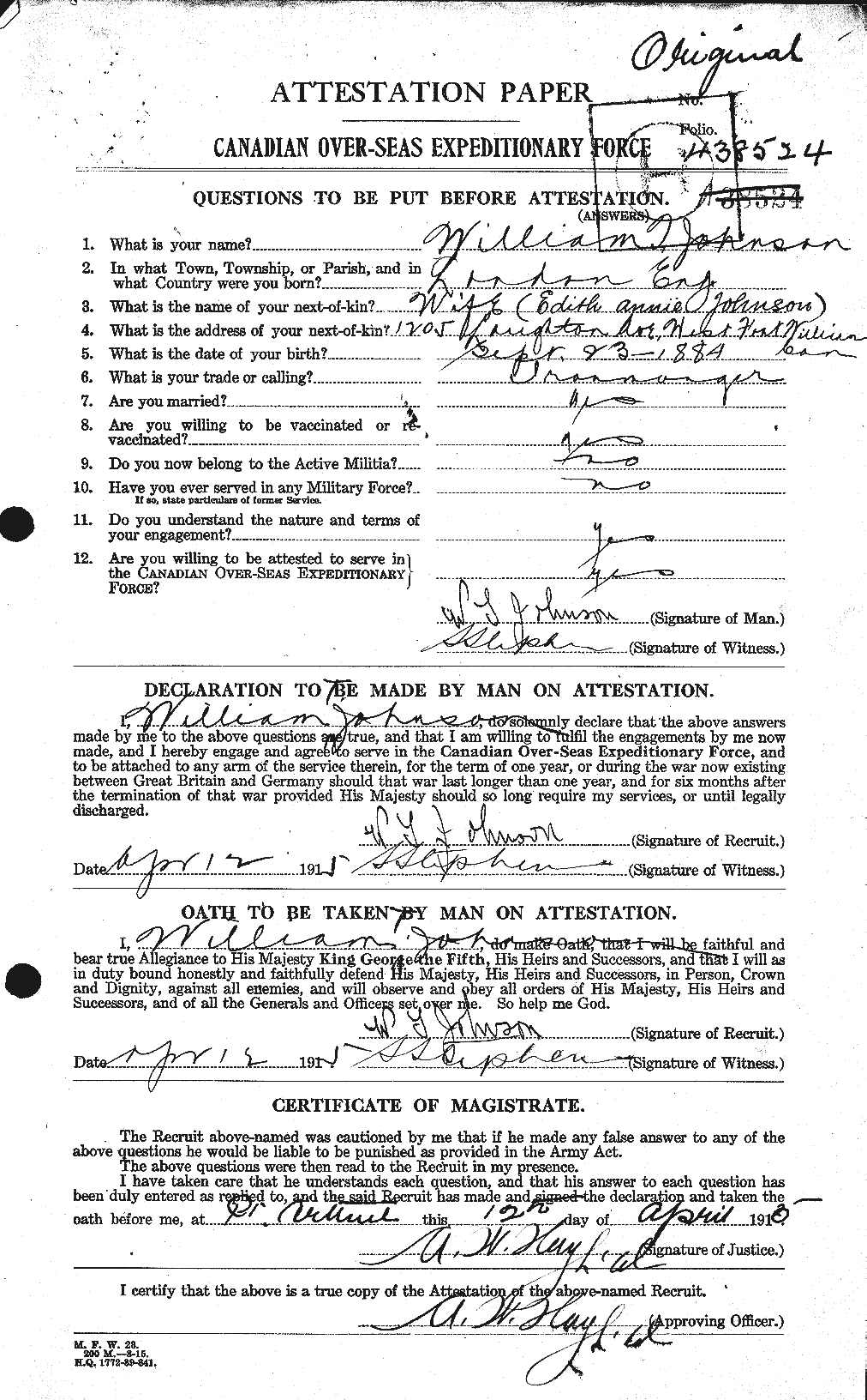 Personnel Records of the First World War - CEF 420915a