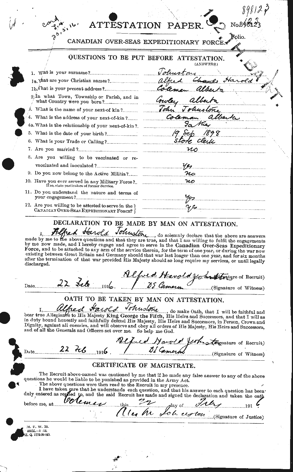 Personnel Records of the First World War - CEF 420991a