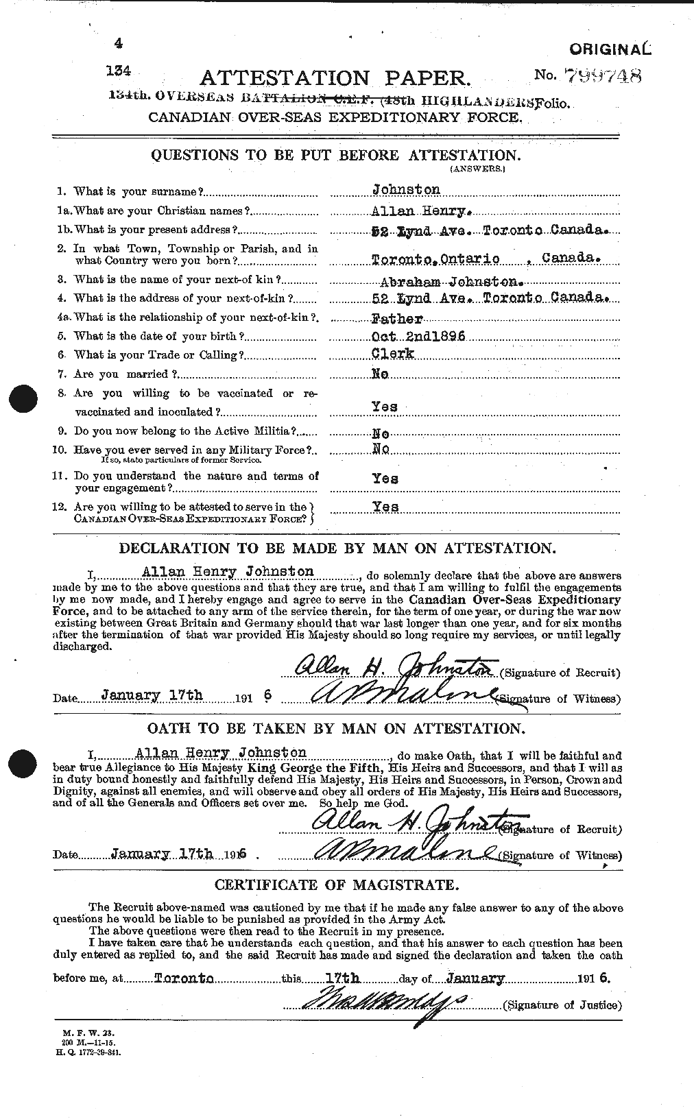 Personnel Records of the First World War - CEF 420999a