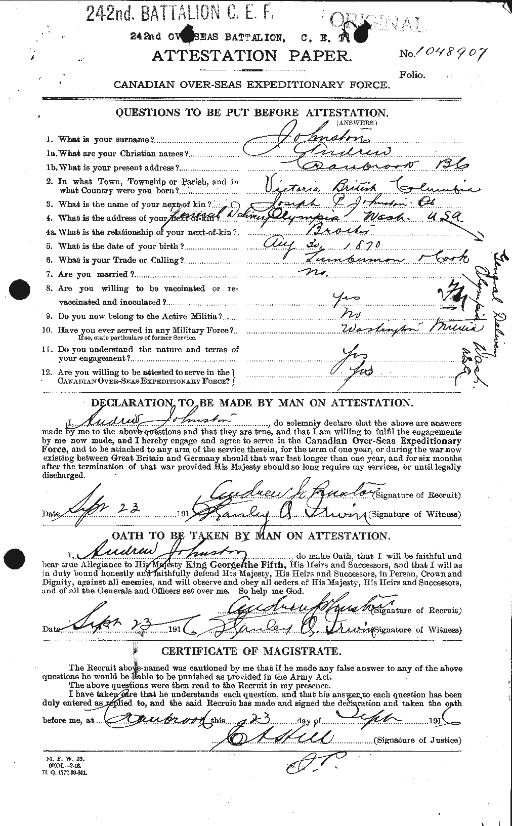 Personnel Records of the First World War - CEF 421007a