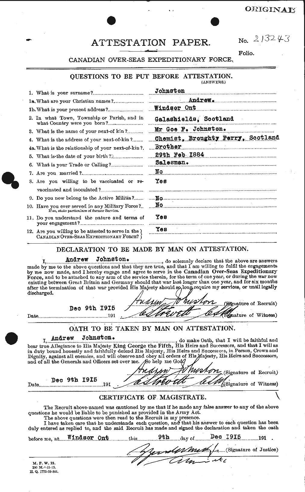 Personnel Records of the First World War - CEF 421010a