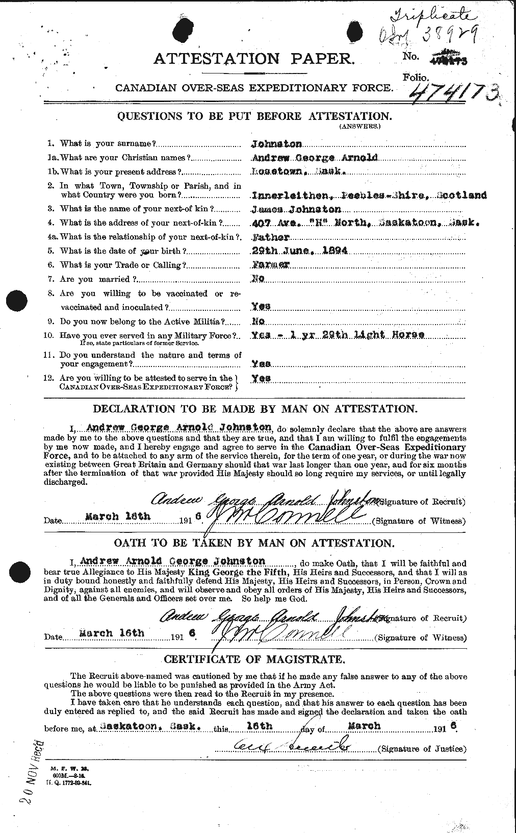 Personnel Records of the First World War - CEF 421018a