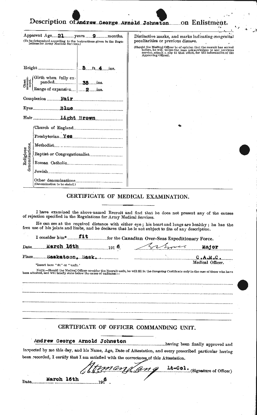 Personnel Records of the First World War - CEF 421018b