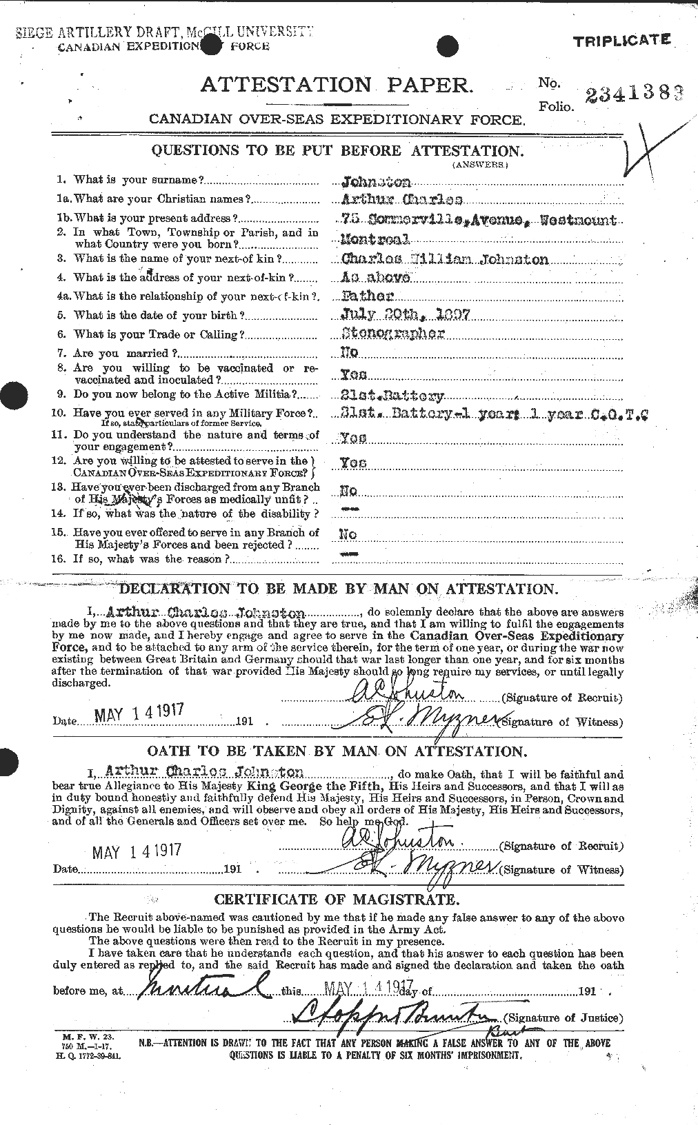 Personnel Records of the First World War - CEF 421039a