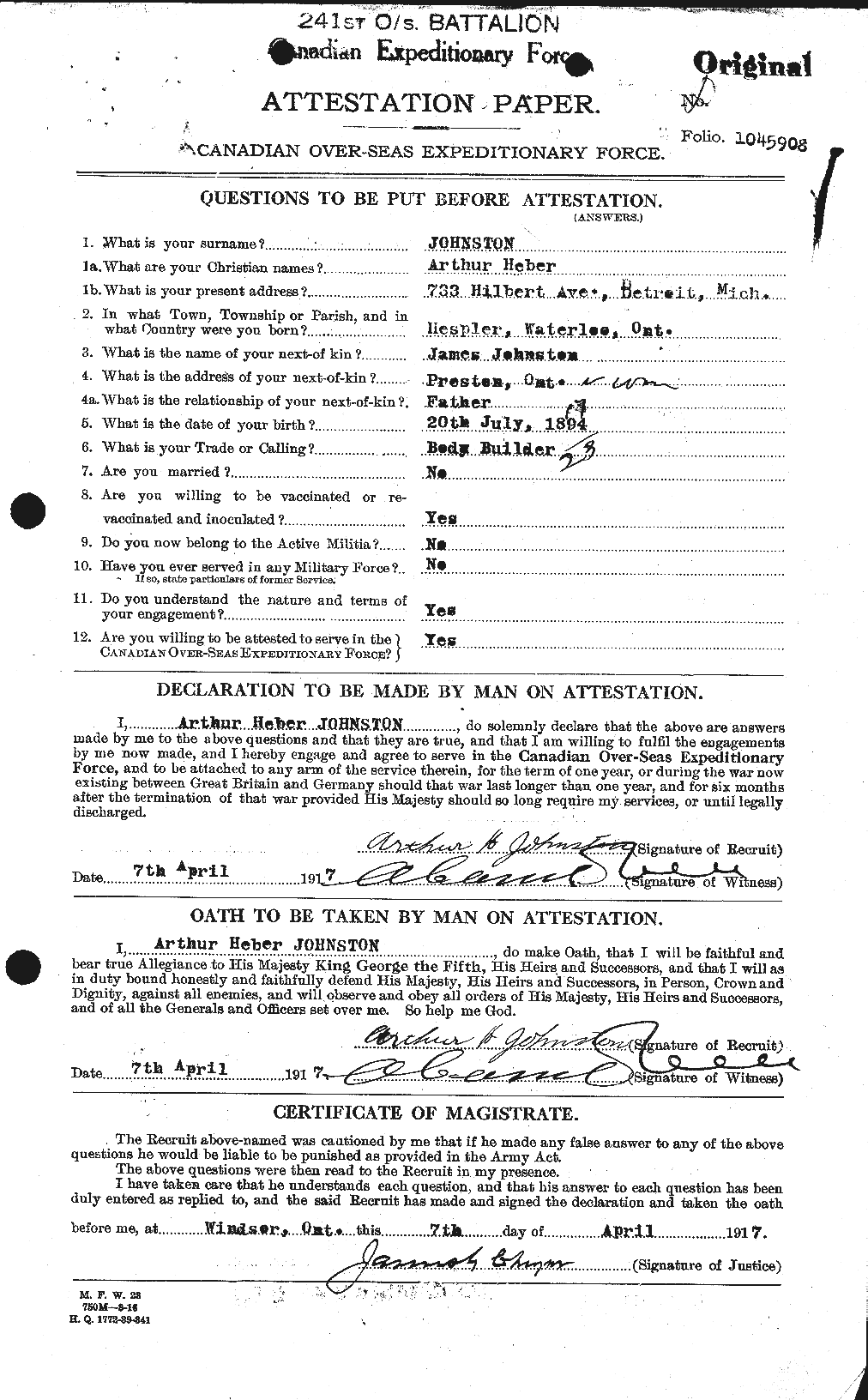 Personnel Records of the First World War - CEF 421045a