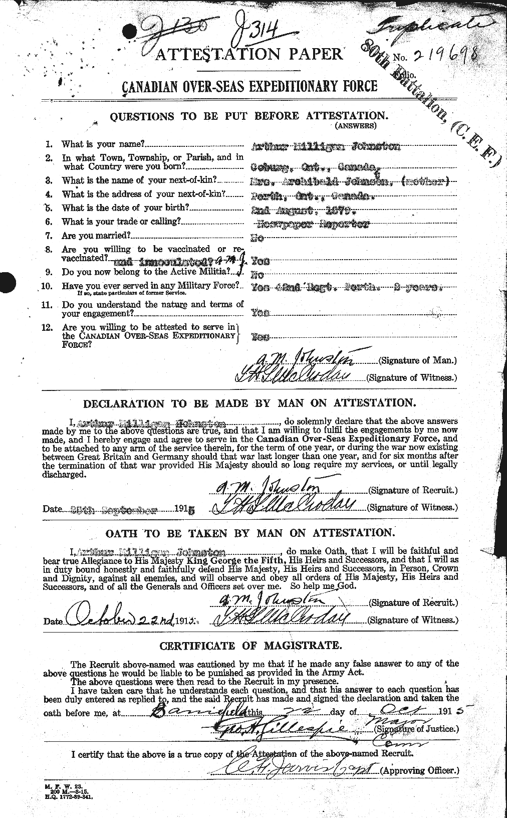 Personnel Records of the First World War - CEF 421050a