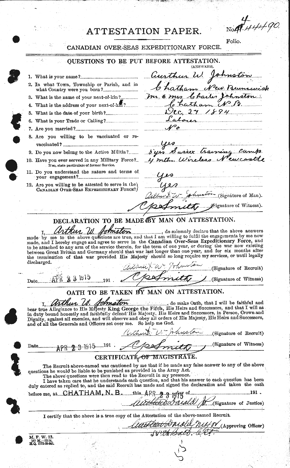 Personnel Records of the First World War - CEF 421055a
