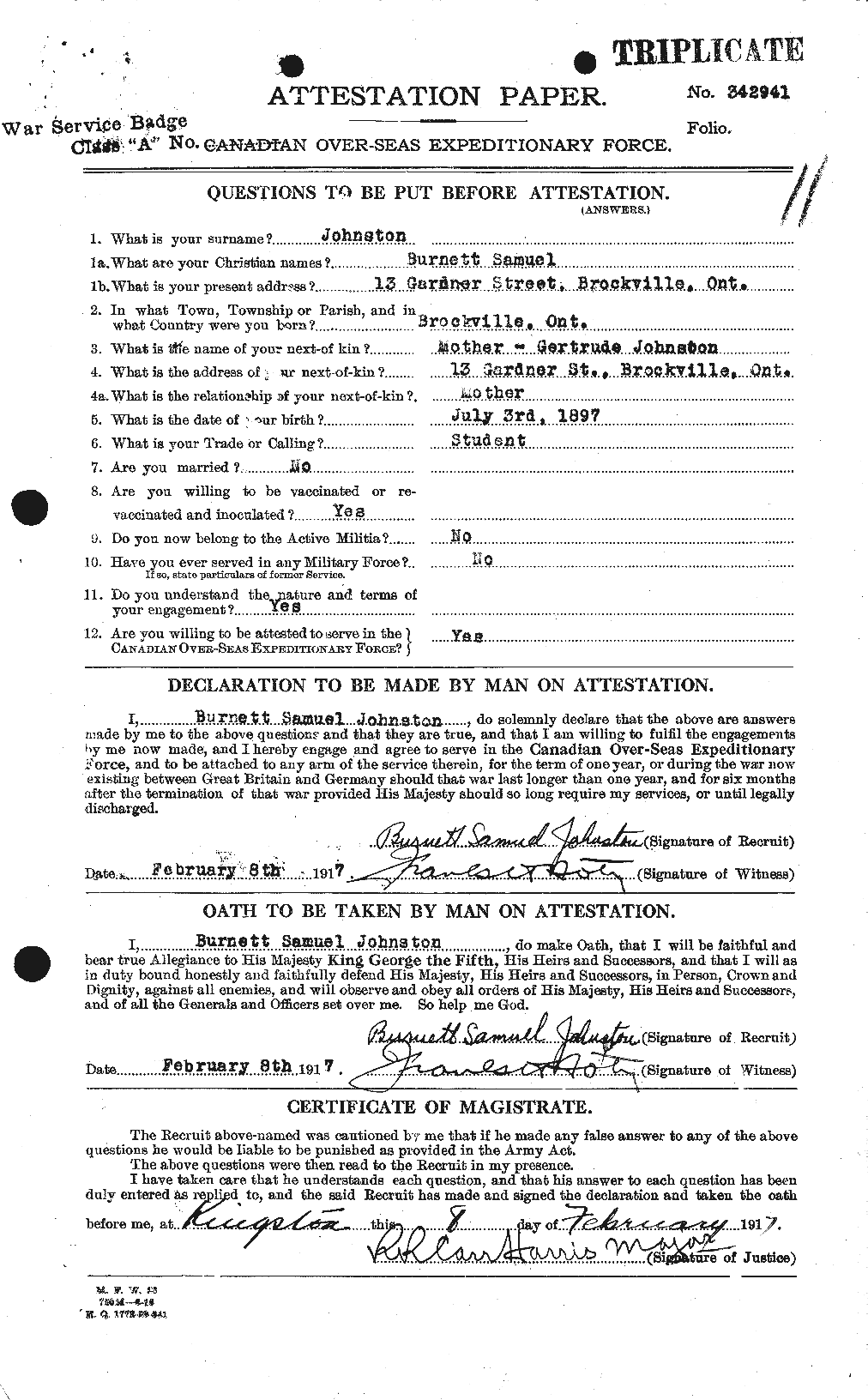 Personnel Records of the First World War - CEF 421084a