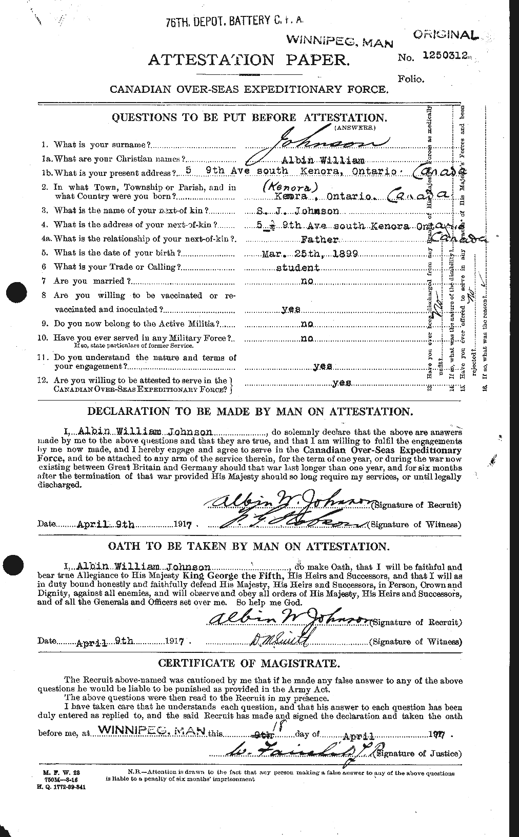 Personnel Records of the First World War - CEF 421143a