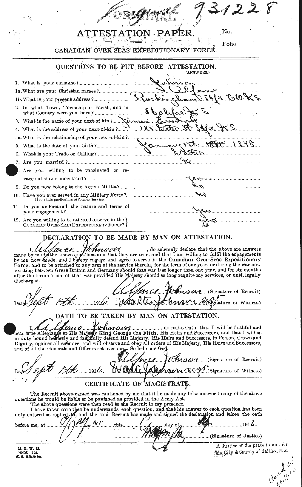 Dossiers du Personnel de la Première Guerre mondiale - CEC 421166a