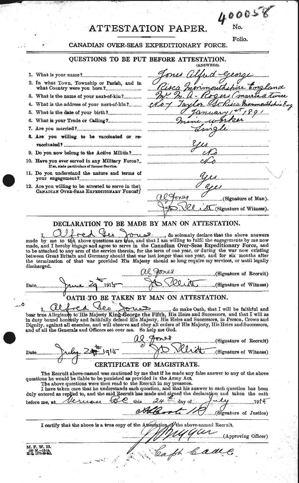 Personnel Records of the First World War - CEF 422532a