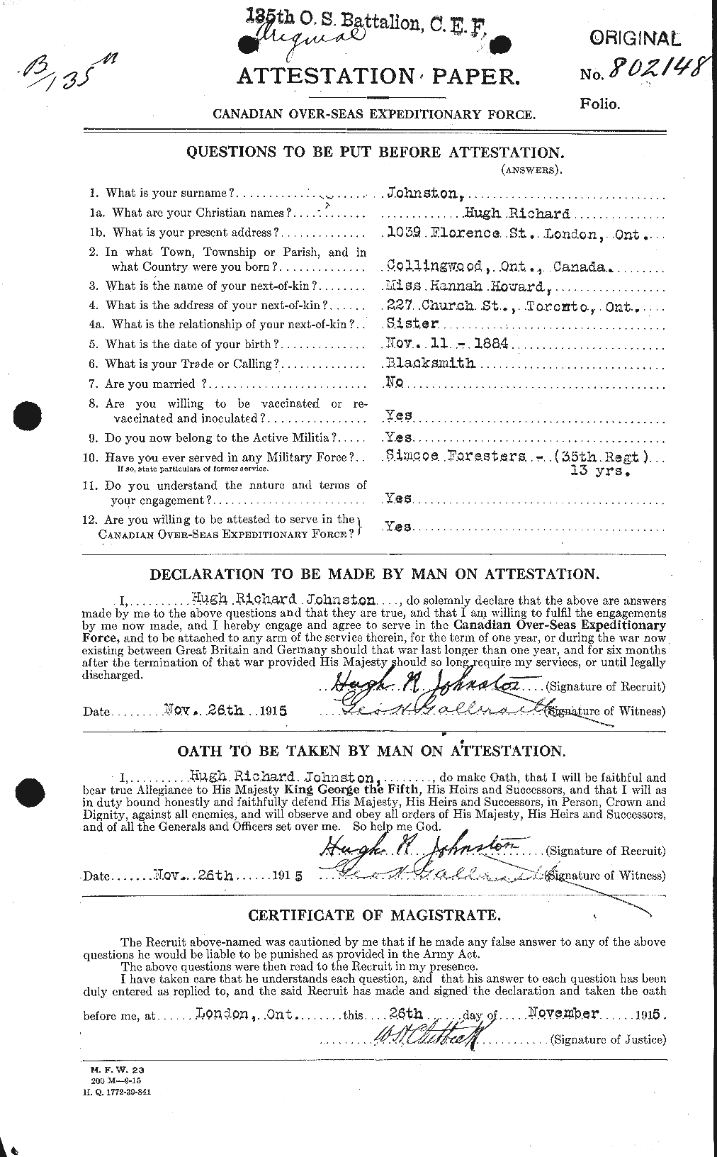 Dossiers du Personnel de la Première Guerre mondiale - CEC 422667a