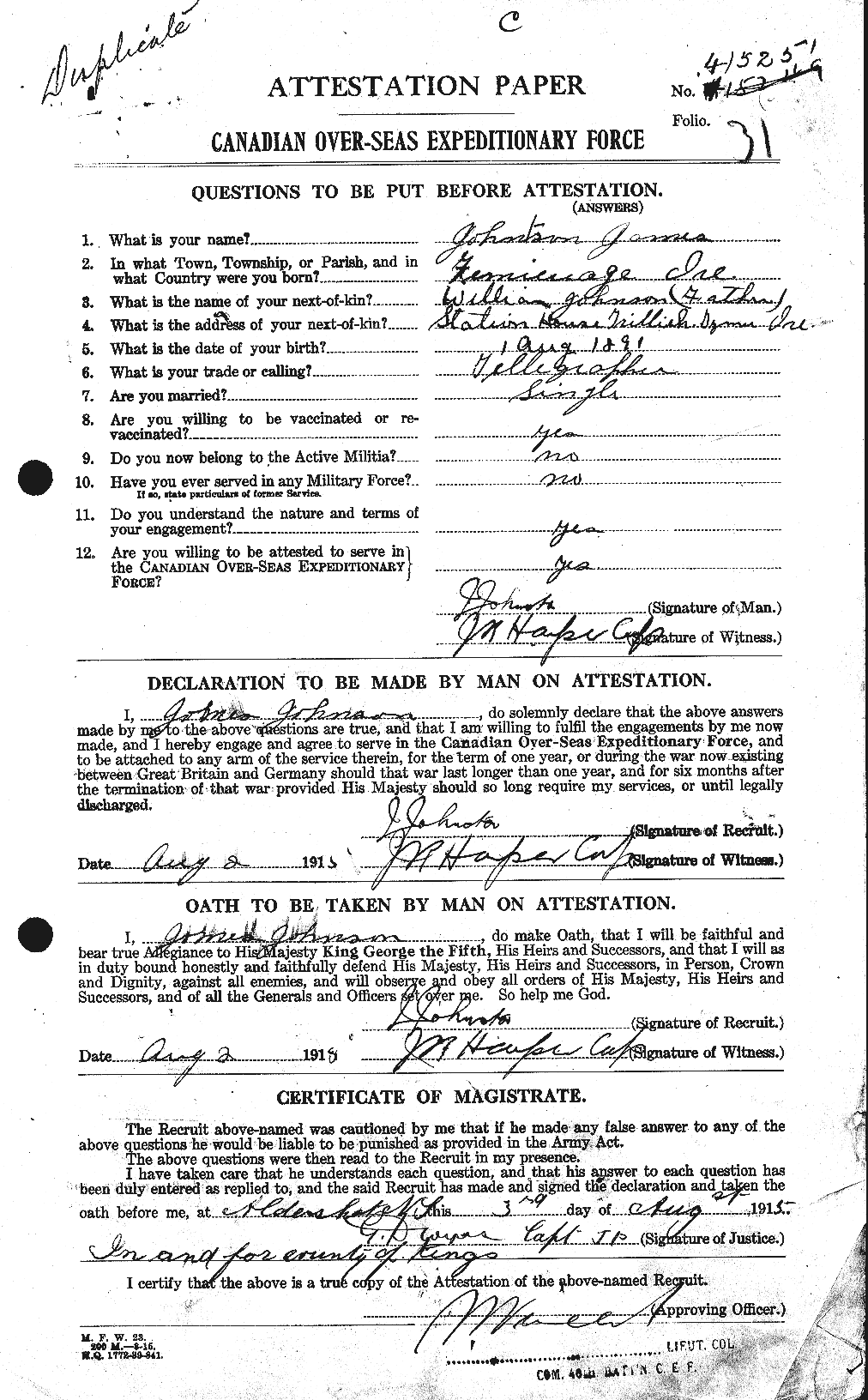 Personnel Records of the First World War - CEF 422694a
