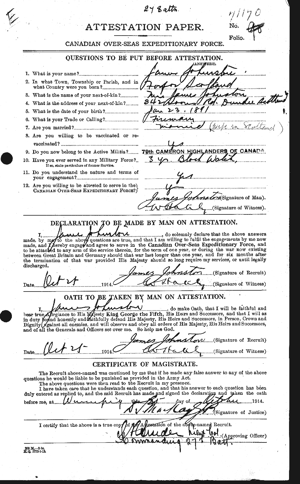 Personnel Records of the First World War - CEF 422712a