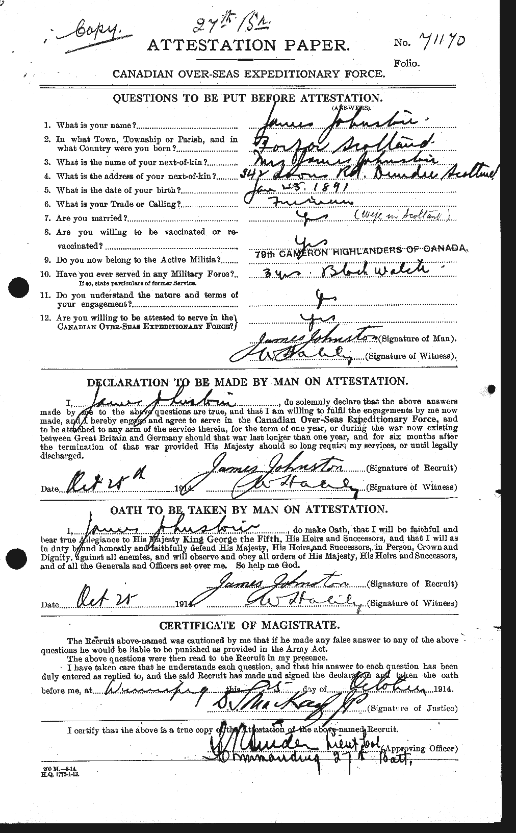 Personnel Records of the First World War - CEF 422715a