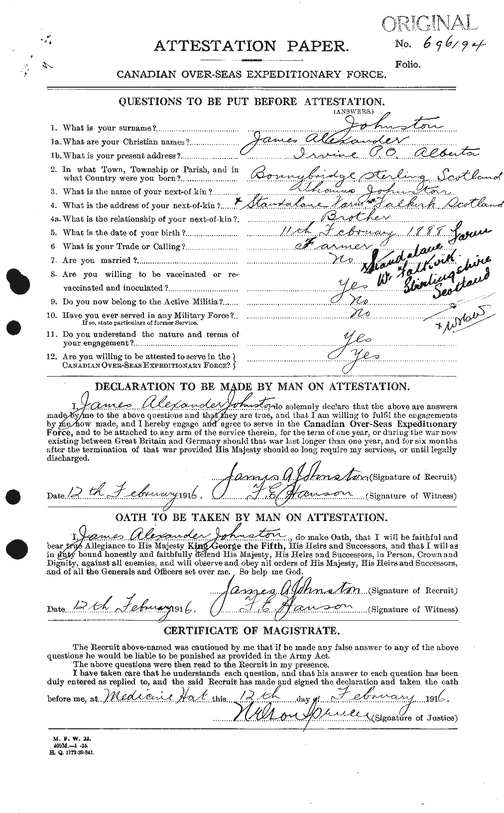 Personnel Records of the First World War - CEF 422718a