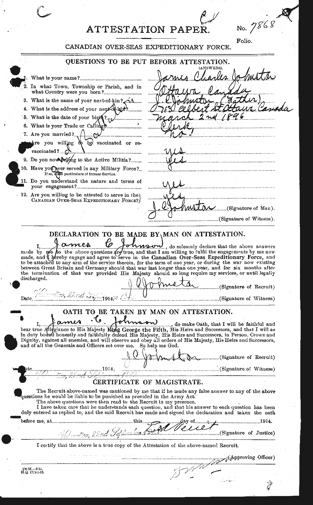 Personnel Records of the First World War - CEF 422726a