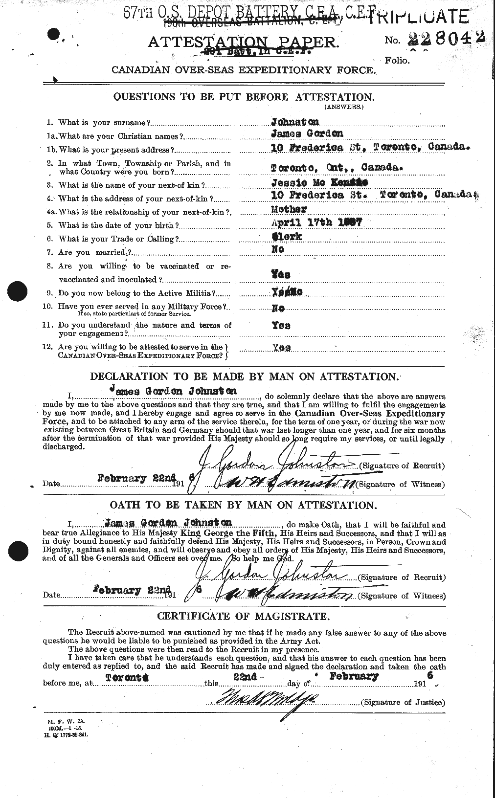 Personnel Records of the First World War - CEF 422734a