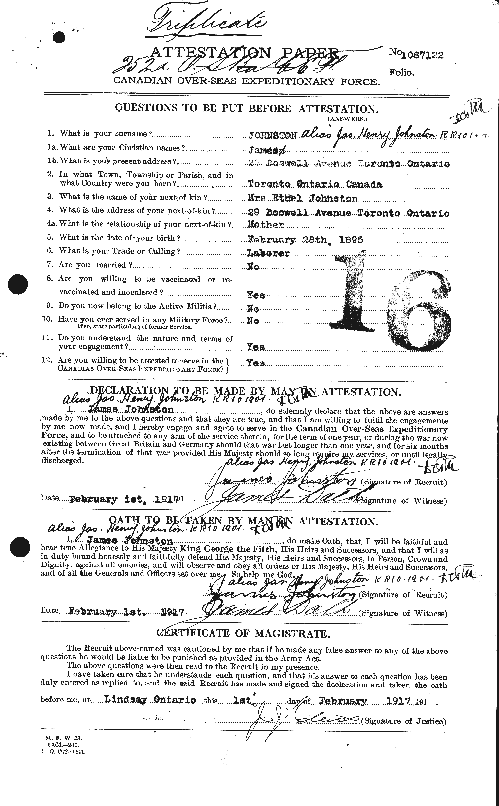 Personnel Records of the First World War - CEF 422737a