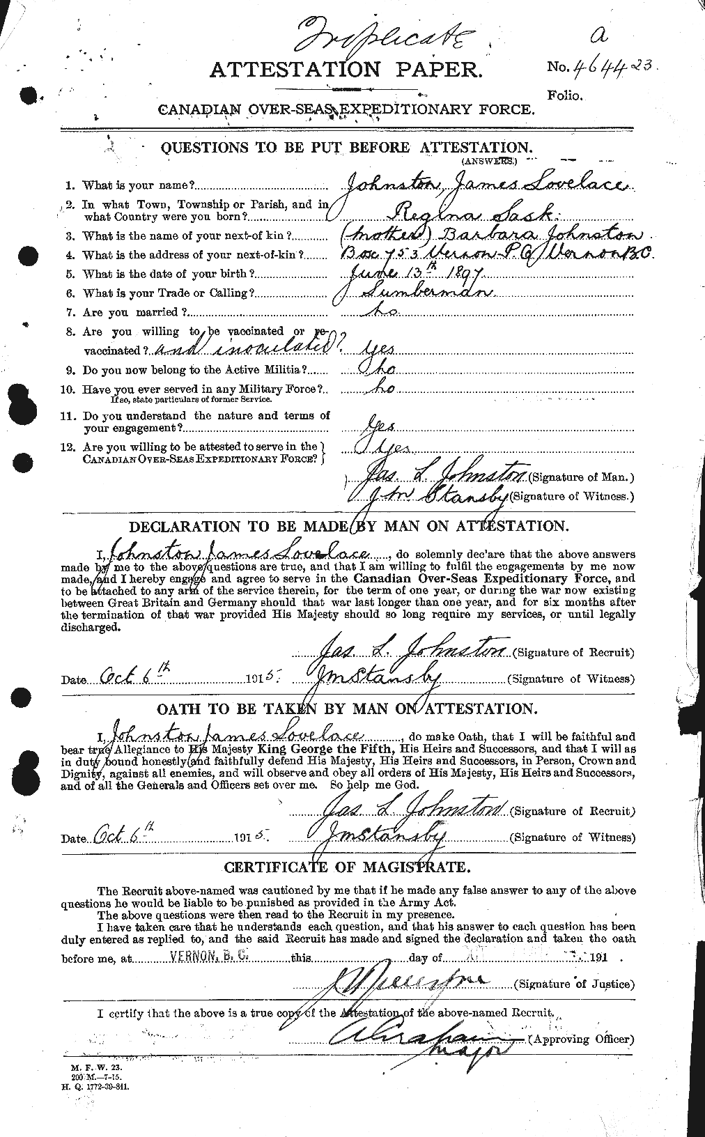Personnel Records of the First World War - CEF 422740a