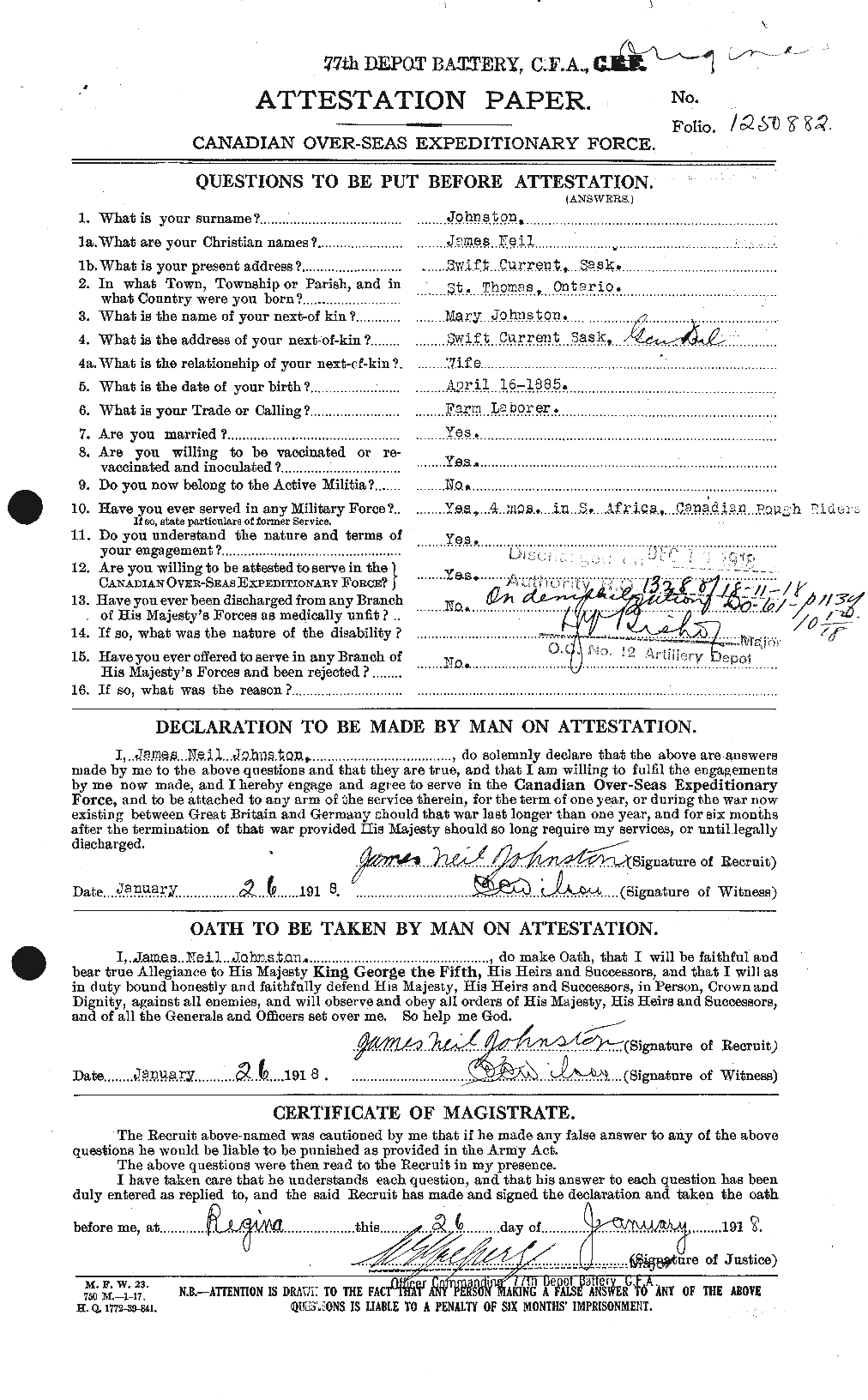 Personnel Records of the First World War - CEF 422747a