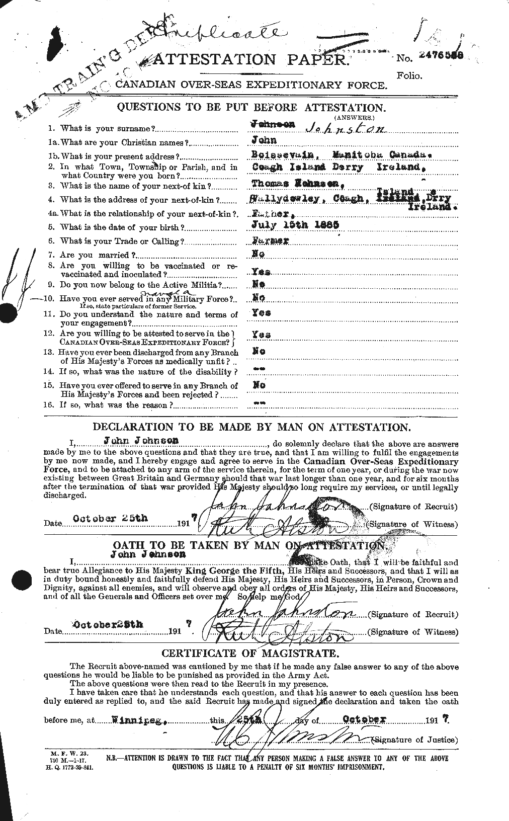 Personnel Records of the First World War - CEF 422774a