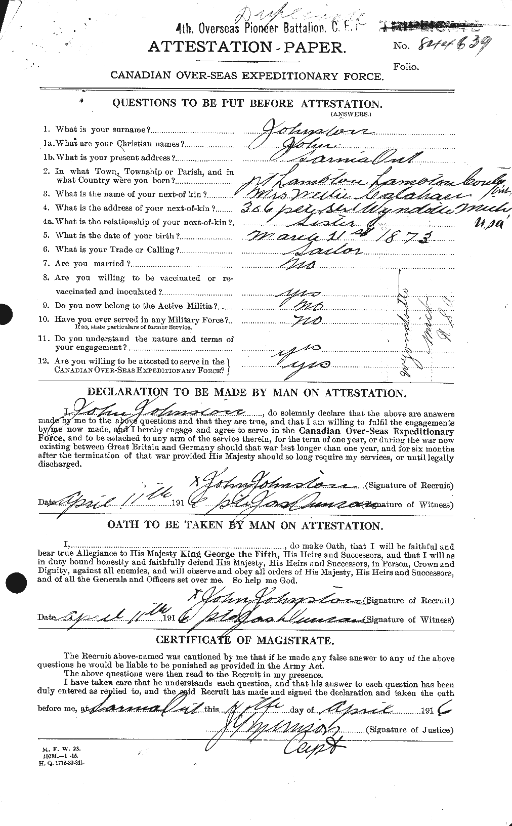 Personnel Records of the First World War - CEF 422798a