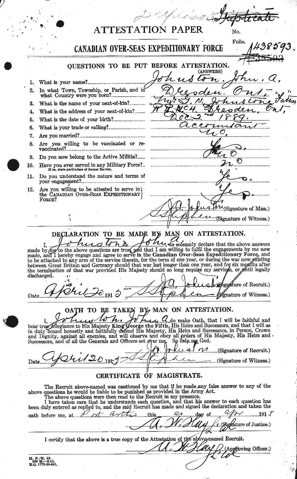 Personnel Records of the First World War - CEF 422803a