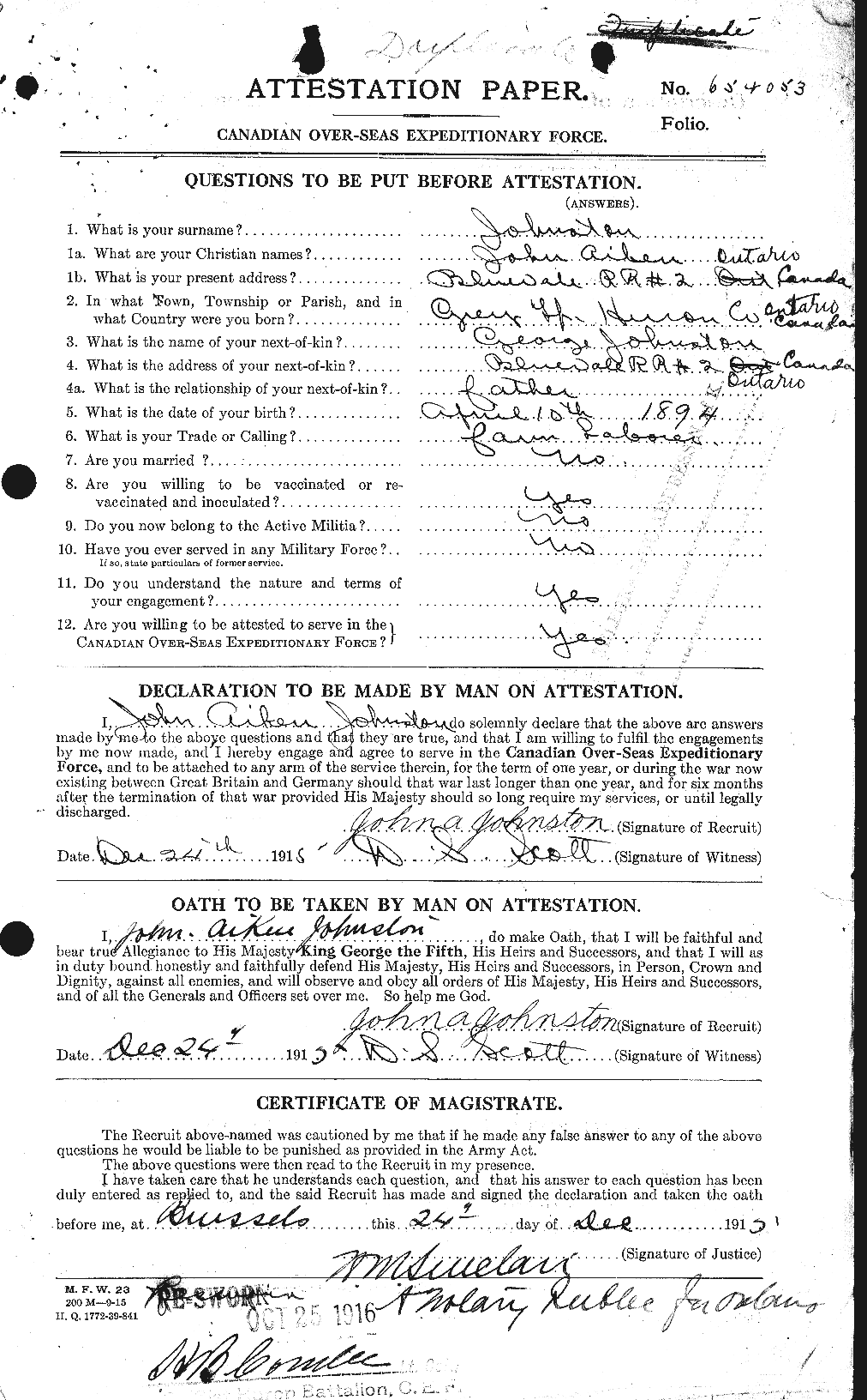 Personnel Records of the First World War - CEF 422805a