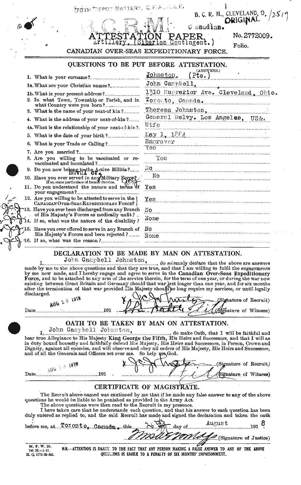 Personnel Records of the First World War - CEF 422820a