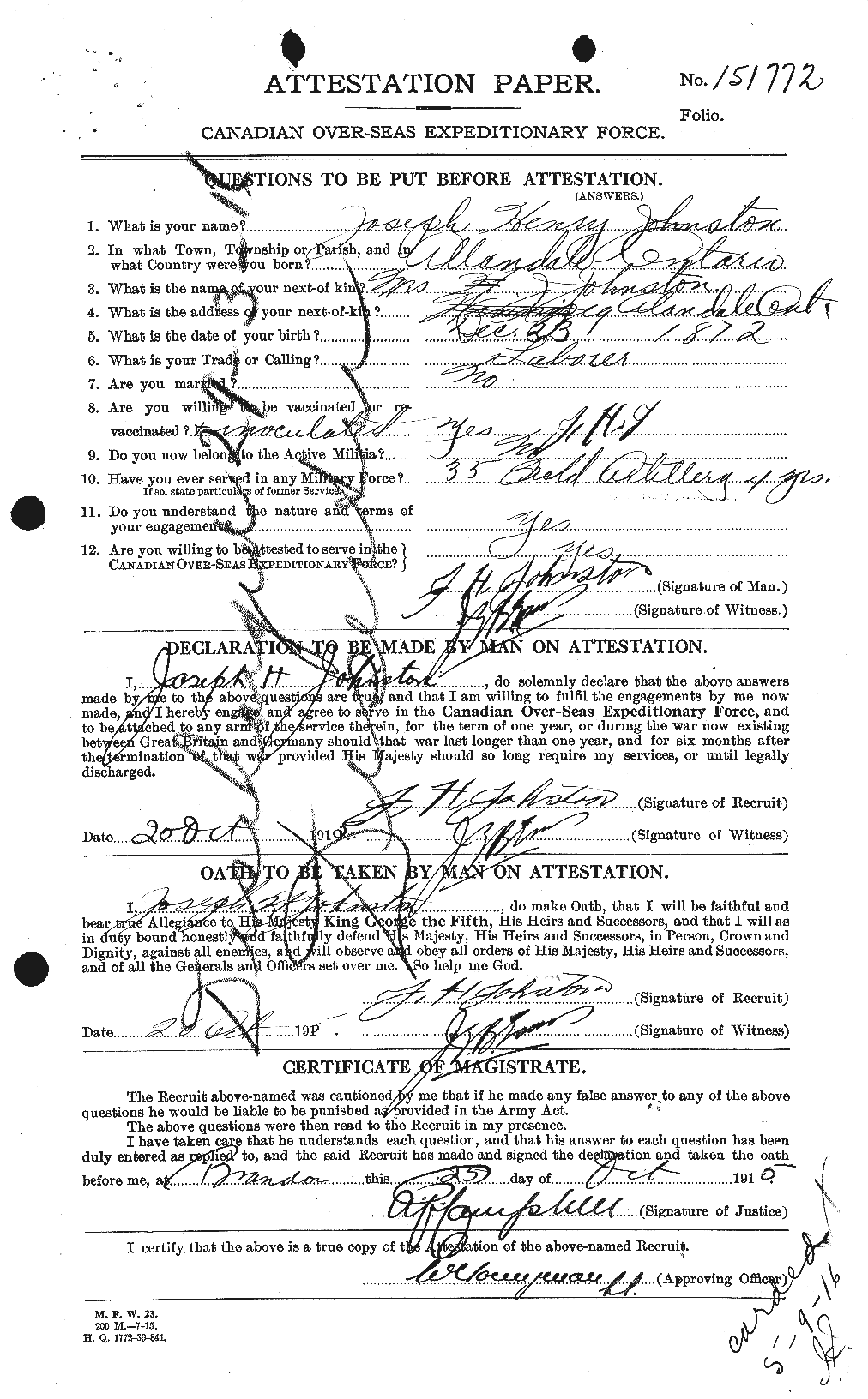 Personnel Records of the First World War - CEF 422909a