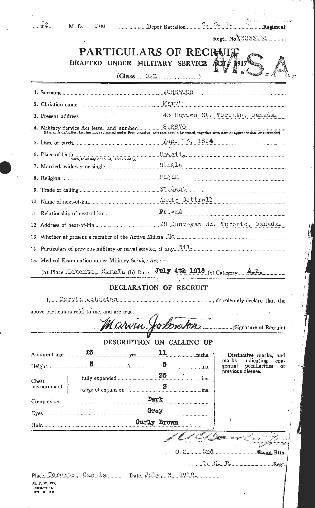 Personnel Records of the First World War - CEF 422974a