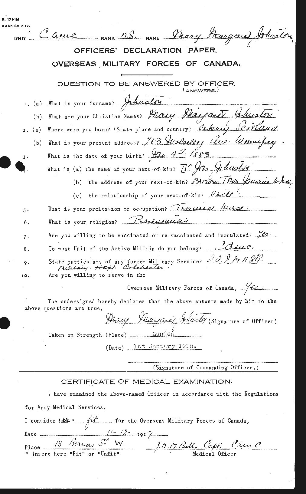 Dossiers du Personnel de la Première Guerre mondiale - CEC 422976a