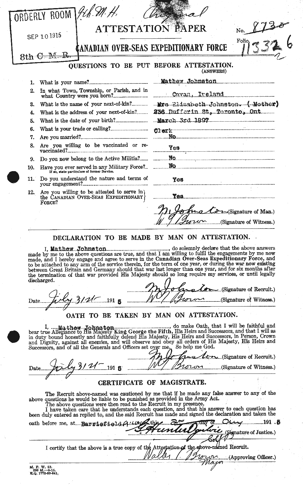 Personnel Records of the First World War - CEF 422977a