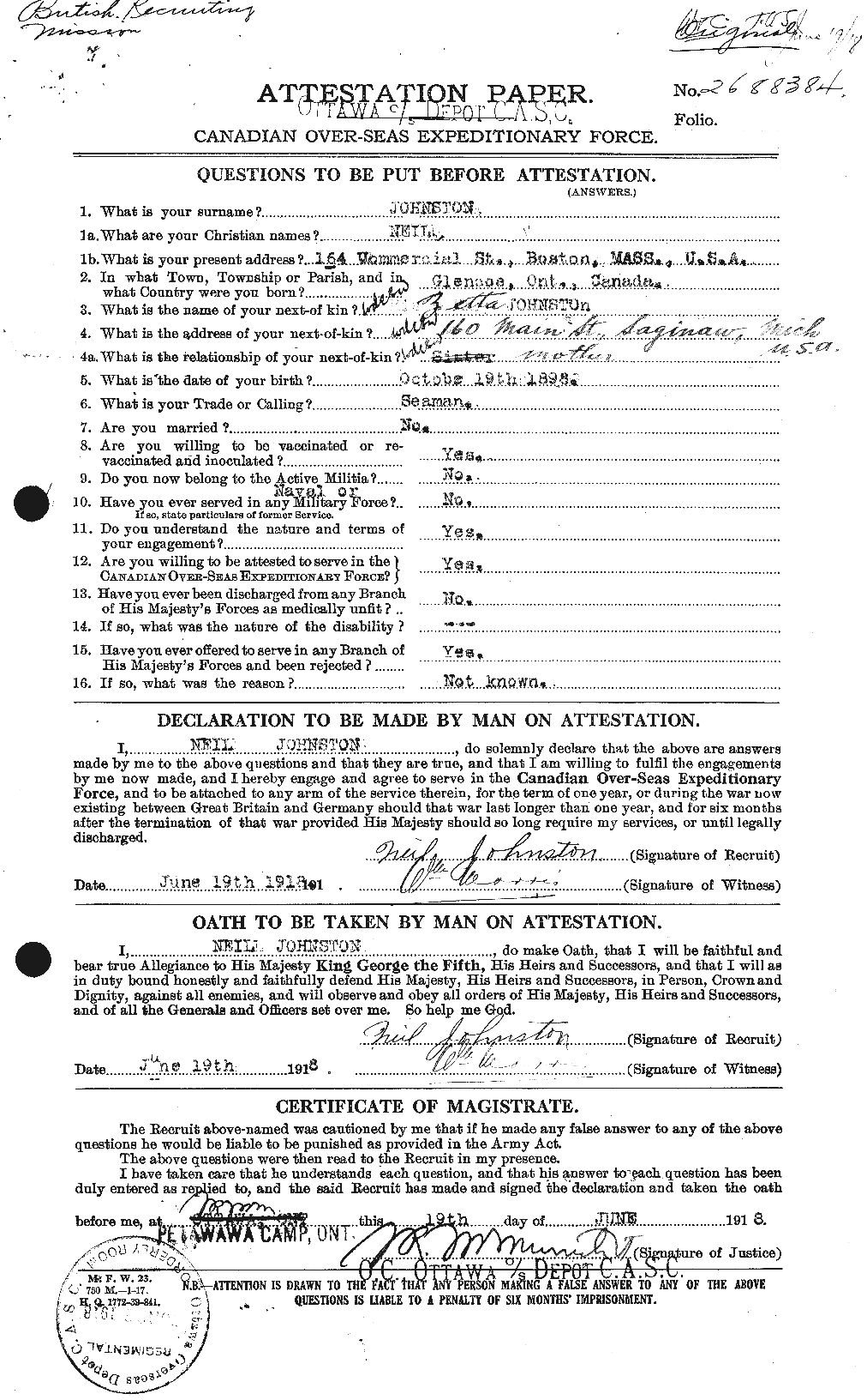 Personnel Records of the First World War - CEF 422998a