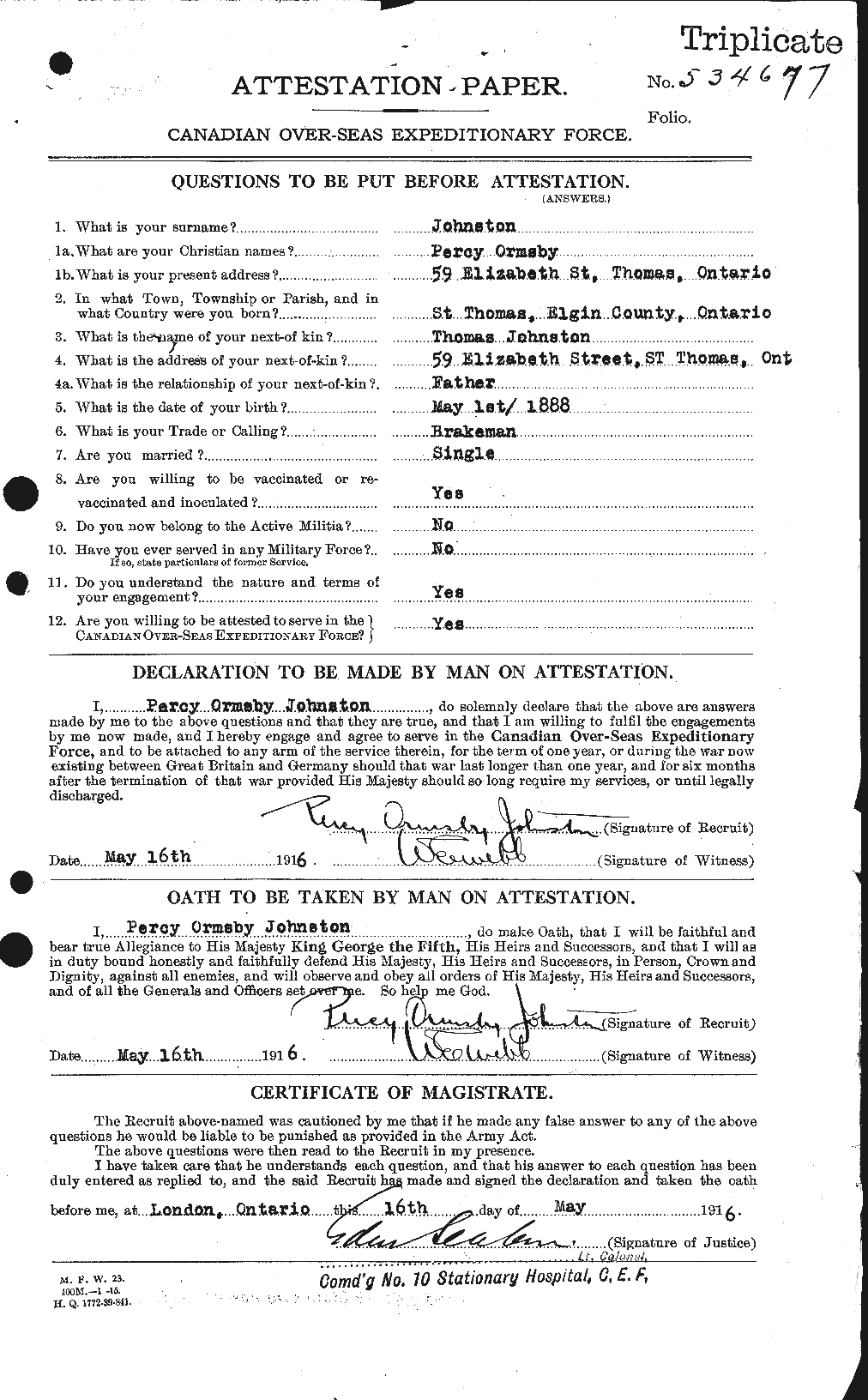 Personnel Records of the First World War - CEF 423032a