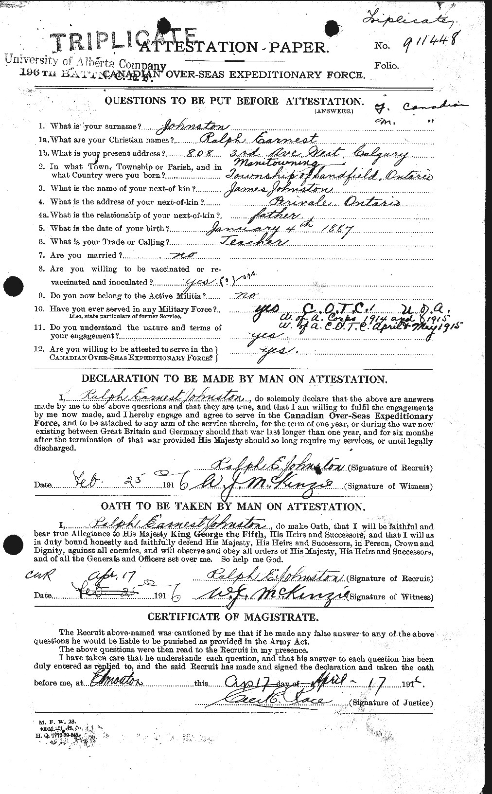 Personnel Records of the First World War - CEF 423051a