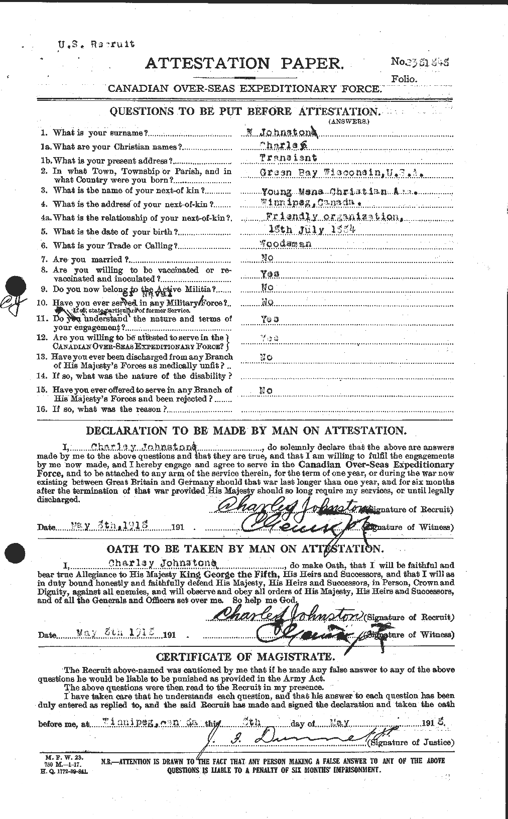 Personnel Records of the First World War - CEF 423087a