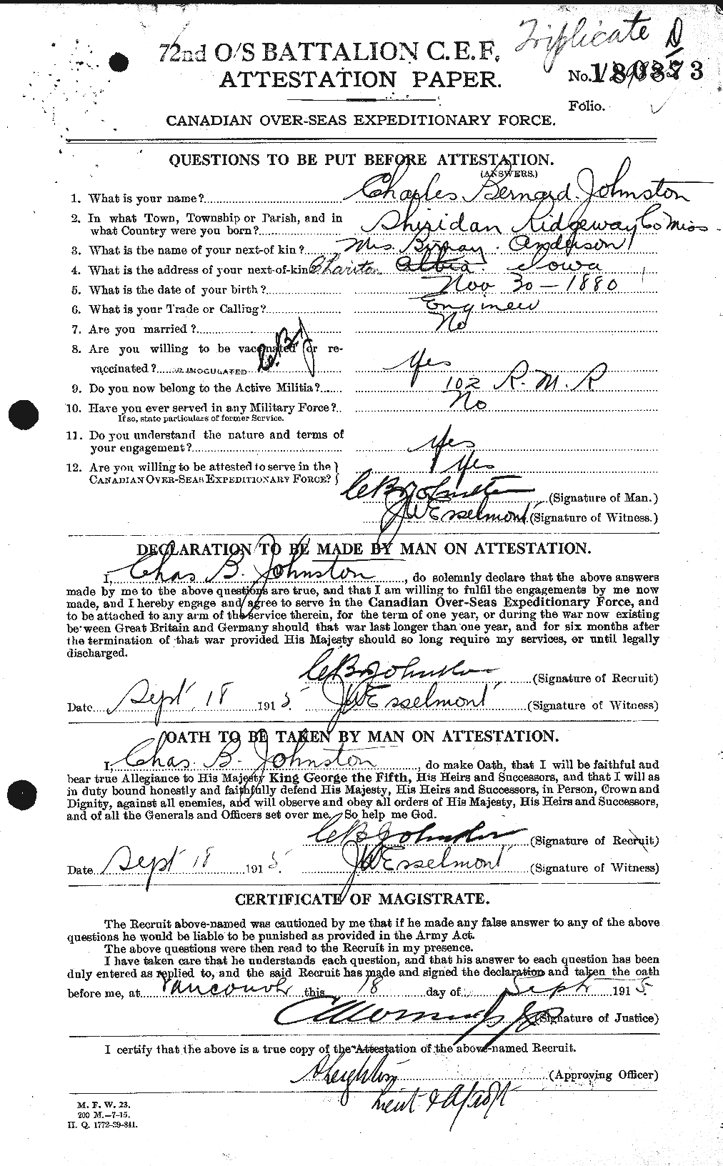 Personnel Records of the First World War - CEF 423095a