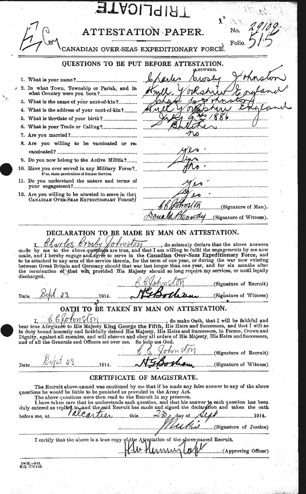 Personnel Records of the First World War - CEF 423099a