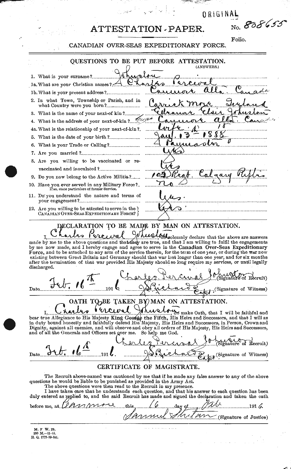 Personnel Records of the First World War - CEF 423116a