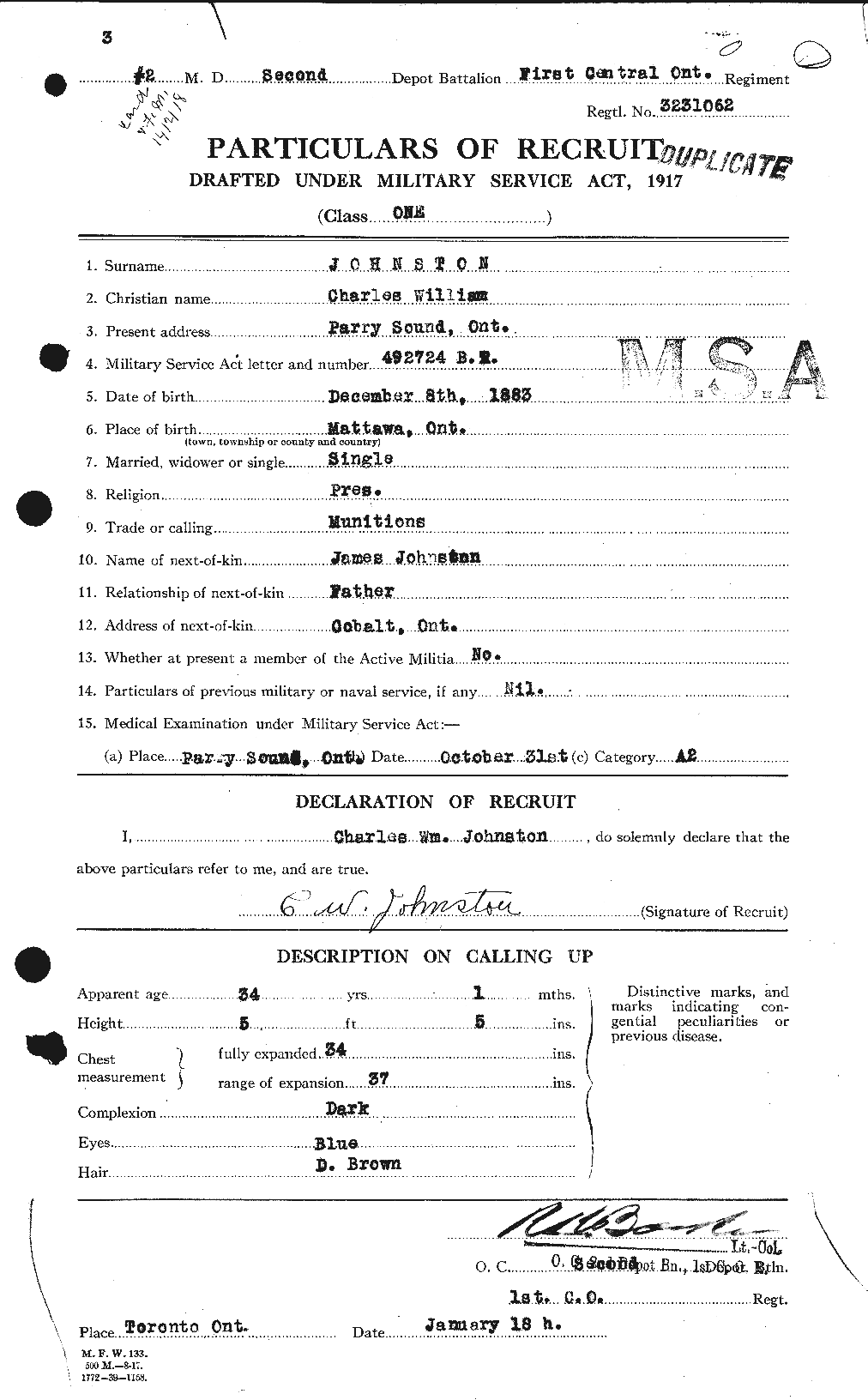 Personnel Records of the First World War - CEF 423122a