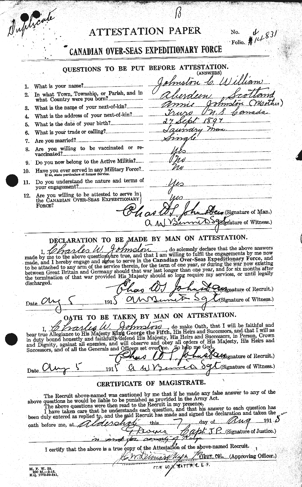 Personnel Records of the First World War - CEF 423123a