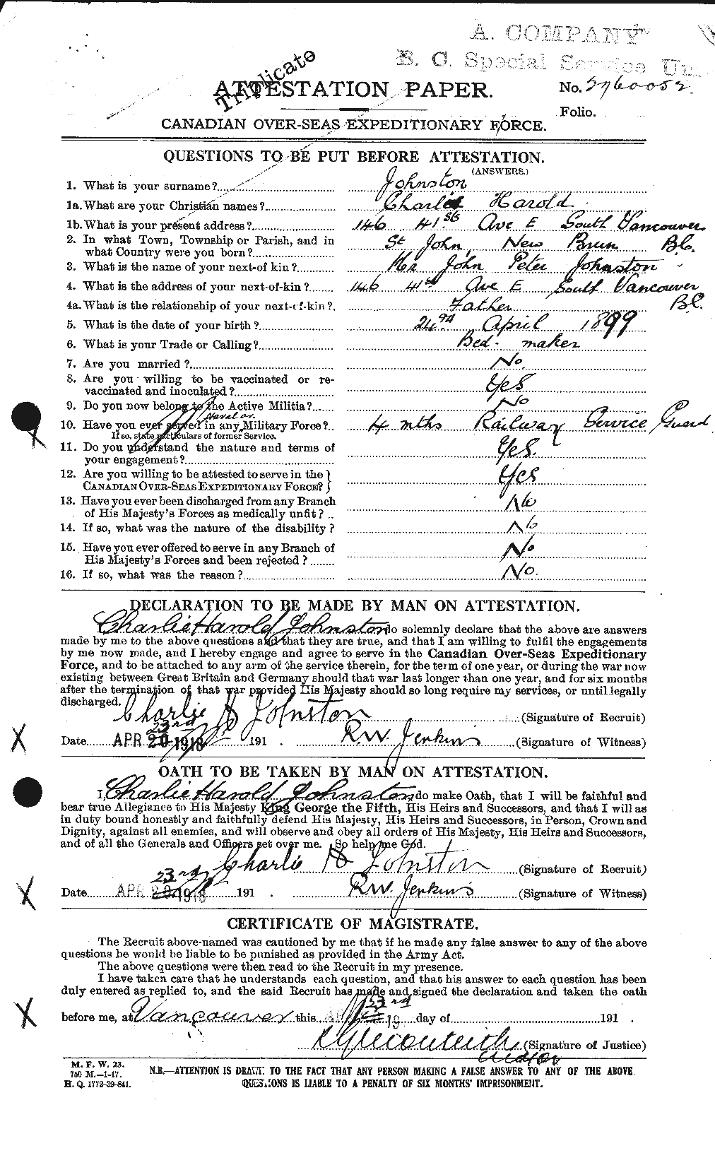 Personnel Records of the First World War - CEF 423125a