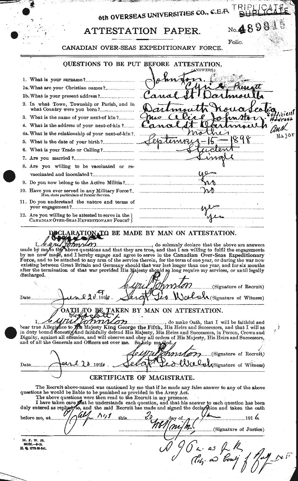 Personnel Records of the First World War - CEF 423147a
