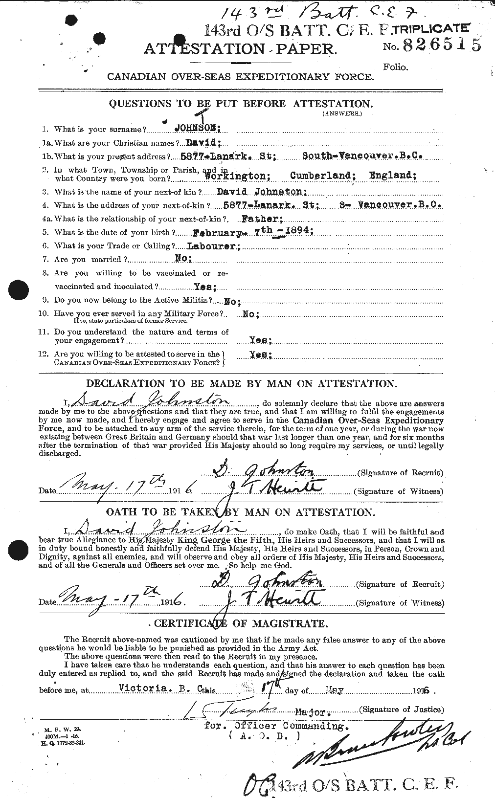 Personnel Records of the First World War - CEF 423154a