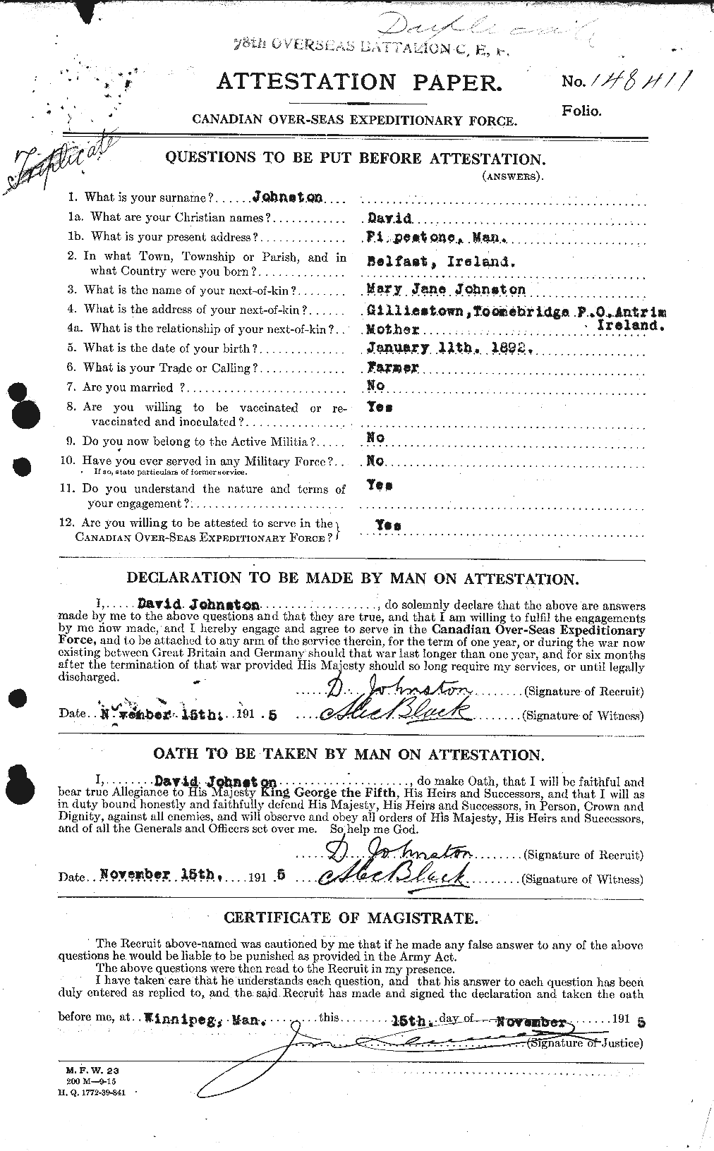 Personnel Records of the First World War - CEF 423161a