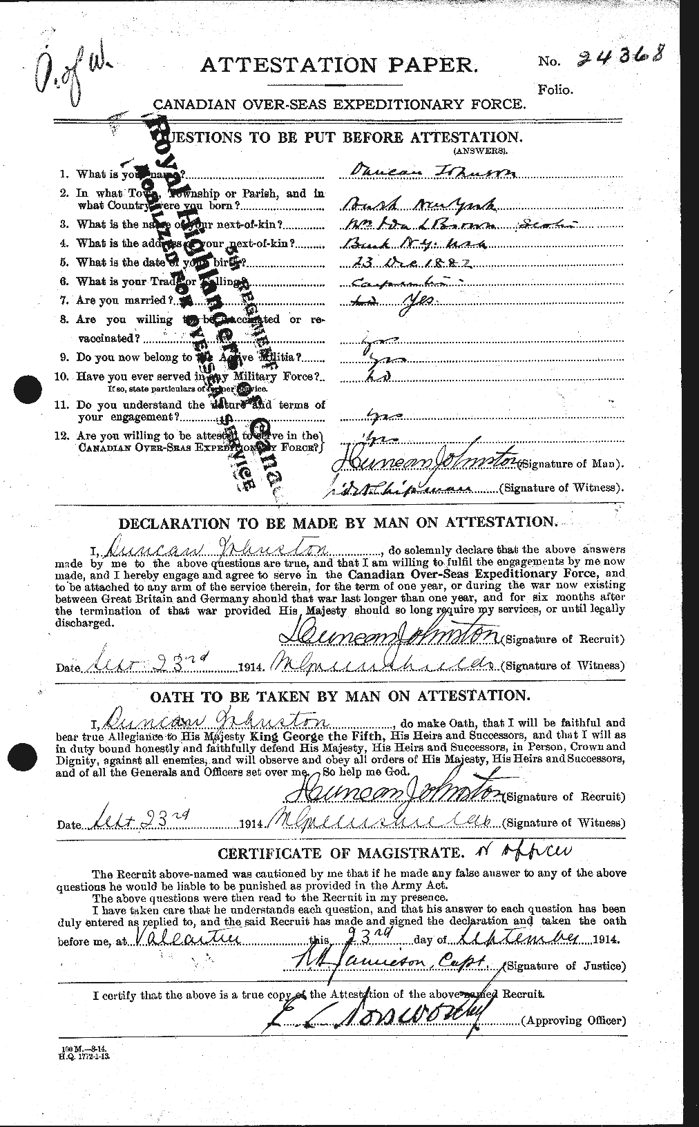 Personnel Records of the First World War - CEF 423187a