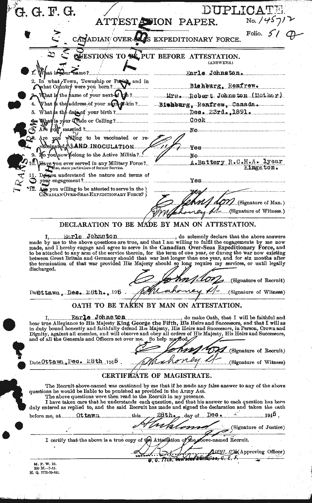 Personnel Records of the First World War - CEF 423199a